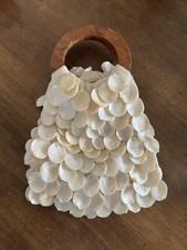 Bolsa Seashell Vintage Two's Company Índia Alças Redondas de Madeira Marfim Boho comprar usado  Enviando para Brazil
