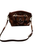 Bolsa satchel Dooney Bourke couro marrom natural florentino bolso frontal rústica, usado comprar usado  Enviando para Brazil
