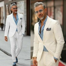 Terno de linho masculino verão casual praia formatura jantar lazer smoking ternos de casamento, usado comprar usado  Enviando para Brazil