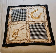 Cachecol quadrado grande preto marrom estampa equestre ~ Feito na Itália  comprar usado  Enviando para Brazil
