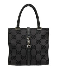 Bolsa tote GUCCI Jackie 002 1065 couro lona preta GG prata autêntica comprar usado  Enviando para Brazil