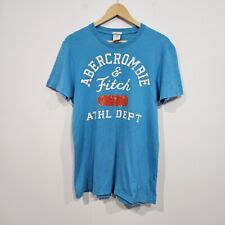 Camiseta masculina Abercrombie & Fitch logotipo soletrado azul tamanho grande slim fit  comprar usado  Enviando para Brazil