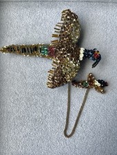 Usado, Broche vintage de lantejoulas de faisão com pescoço anel feito à mão comprar usado  Enviando para Brazil