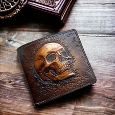 Carteira caveira carteira de couro genuíno esqueleto, carteira de motociclista, carteira masculina, usado comprar usado  Enviando para Brazil
