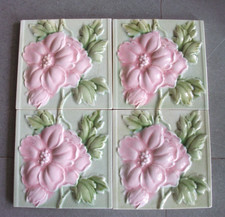 Azulejos de cerâmica coloridos vintage com flores finas em relevo 4 peças comprar usado  Enviando para Brazil