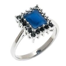 Anel de prata esterlina 925 com pedra preciosa espinélio safira azul tamanho 9, usado comprar usado  Enviando para Brazil