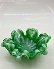 Cenicero vintage de cristal de Murano soplado a mano verde/blanco, usado segunda mano  Embacar hacia Argentina