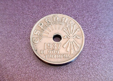 Usado, 25 Centimos 1937, II Año Triunfal, Spanish Coin, Collectible Coin comprar usado  Enviando para Brazil