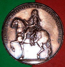 MEDALLA DE BRONCE / REINO NAPOLES 1702 / PHILIP V REY DE ESPAÑA / BAJA CALIDAD segunda mano  Embacar hacia Mexico