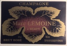 LEMOINE MARC - à MERFY - ÉTIQUETTE CHAMPAGNE - BRUT ROSÉ - 750 ML - #8895 comprar usado  Enviando para Brazil