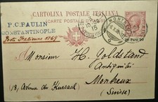 Usado, CARTÃO POSTAL ITALIANO PO's IN CONSTANTINOPLE 3 OCT 1908 20pa ENVIADO PARA A SUÍÇA comprar usado  Enviando para Brazil