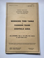 Railway working timetable for sale  HOPE VALLEY