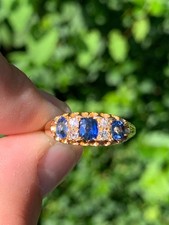 Anel de safira natural de ouro 18 quilates diamante vitoriano 1900 3,3 gramas comprar usado  Enviando para Brazil
