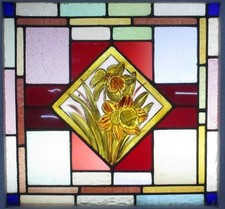 VITRAL DE CHUMBO INGLÊS VITORIANO PINTADO À MÃO 20" X 19" comprar usado  Enviando para Brazil