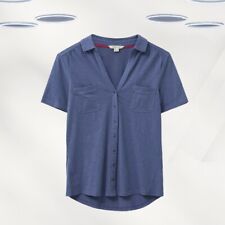 Camisa Jersey Feminina de Bolso de Manga Curta Ex White Stuff Azul Médio (RRP £39) comprar usado  Enviando para Brazil