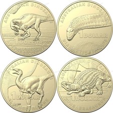 Dinossauros australianos conjunto de 4 moedas raras de um dólar 2022 dinossauro $1 - UNC, usado comprar usado  Enviando para Brazil