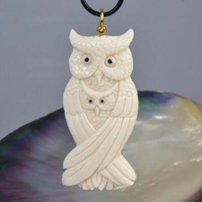 Pingente de coruja esculpido osso branco e ouro 18K Vermeil em prata esterlina 14,81 g comprar usado  Enviando para Brazil