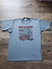 Camiseta masculina vintage JERZEES L cinza anos 90 logotipo motor de corrida gráfico ponto único comprar usado  Enviando para Brazil