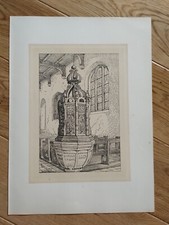 Capa de Fonte na Igreja de Santa Maria, Kippax - Estampa Antiga/Vintage - 1887 comprar usado  Enviando para Brazil