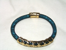 Pulseira de malha BESTSEY JOHNSON tom dourado, cristais azuis Swarovski comprar usado  Enviando para Brazil