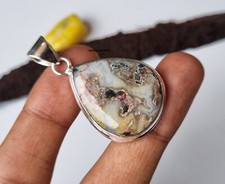 Pingente de prata esterlina 925 com pedra preciosa de renda louca branca feito à mão PG1487 comprar usado  Enviando para Brazil