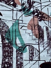 1950’s Atomic Amoeba Joan Miro MOBILES Mid Century Barkcloth Era Tecido Vintage comprar usado  Enviando para Brazil