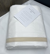 $563 SFERRA Estate Capa de Edredom Tecido KING Grampo Longo Algodão Percal Branco/Areia comprar usado  Enviando para Brazil