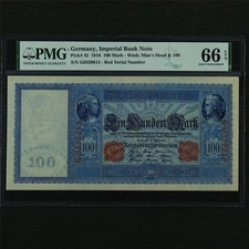 1910 Alemanha Nota de Banco Imperial 100 Marcas Escolha #42 PMG 66 EPQ Gem UNC comprar usado  Enviando para Brazil