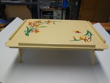 Bandeja de cama de madeira ajustável floral grande vintage década de 1940 TV narciso amarelo comprar usado  Enviando para Brazil