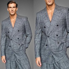 Usado, Terno masculino de negócios xadrez mistura de lã ajuste regular pico lapela roupa trabalho casual comprar usado Usado, Terno masculino de negócios xadrez mistura de lã ajuste regular pico lapela roupa trabalho casual comprar usado  Enviando para Brazil