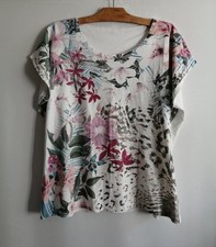 Shirt blanc fleurs d'occasion  Bourg-de-Thizy