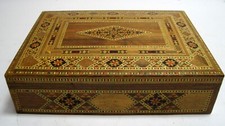 Caixa de bugigangas de mosaico de marchetaria de madeira Khatam com incrustação de madeira vintage 8 1/2" comprar usado  Enviando para Brazil