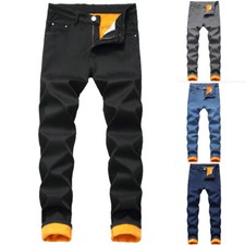 Usado, Calça jeans masculina fina forro de lã inverno térmica quente macia comprar usado  Enviando para Brazil