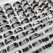 Usado, 100pcs Nova Lotes por atacado Moda Anéis De Aço Inoxidável Masculino Anel Tamanho Misto comprar usado  Enviando para Brazil