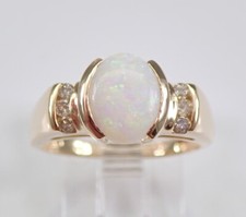 Anel de noivado solitário opala fogo oval 3,0 quilates acabamento ouro amarelo 14K comprar usado  Enviando para Brazil