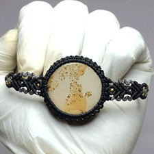 Prado para seu pulso ~ Pulseira de cristal de macramê tecida à mão ágata cênica natural comprar usado  Enviando para Brazil