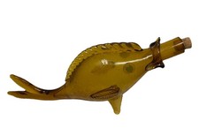 Decantador de peixe vintage dos anos 1960/garrafa de vinho vidro craquelado âmbar grande, usado comprar usado  Enviando para Brazil