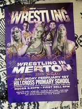 Wrestling poster autographed for sale  SUTTON