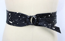 RJ GRAZIANO Belt Size S / M Vintage 80s Wide Leather Paint Splatter Black Belt comprar usado  Enviando para Brazil