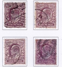 Grã-Bretanha 1902-11 KEVII 6d com variações de sombra e impressão GB55b) comprar usado  Enviando para Brazil