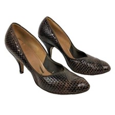 Salto alto feminino vintage década de 1950 couro de cobra marrom Dream Step comprar usado  Enviando para Brazil