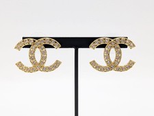 Brincos de strass CHANEL Coco Mark B19 S acessórios 25mm usados em Excellent Co comprar usado  Enviando para Brazil