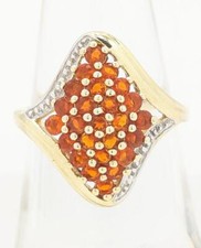 Anel dividido de ouro 14K 2 tons 3,6 g laranja turmalina bisel com miçangas diamante tamanho-6,75, usado comprar usado  Enviando para Brazil
