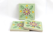 Antigo conjunto de 3 peças de azulejo cerâmico floral indiano em relevo à mão decoração de parede comprar usado  Enviando para Brazil