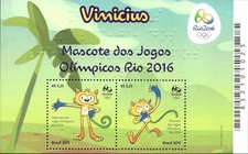 foglietto filatetico filatelia Vimicius Mascote dos Jogos Olimpicos Rio 2016 comprar usado  Enviando para Brazil