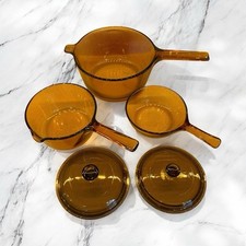 CONJUNTO DE 5 panelas VISION WARE Corning PYREX âmbar vidro 0,5L, 1L, 1,5L EUA comprar usado  Enviando para Brazil
