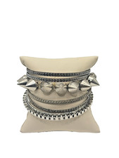 Conjunto de pulseiras folheadas a prata | Lote de pulseiras empilhadas de punk rock comprar usado  Enviando para Brazil