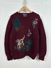 Suéter masculino vintage polo Ralph Lauren malha manual cachorro caça pato tamanho M, usado comprar usado  Enviando para Brazil