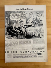 Usado, 1943 Vintage Print Ad Philco Electronics Uncle Sam WW2 10"x14" comprar usado  Enviando para Brazil