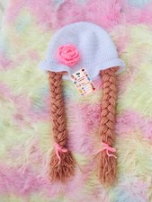Chapéu de bebê de crochê feito à mão, chapéu de cabelo de bebê branco bebê de 6 a 12 meses comprar usado  Enviando para Brazil